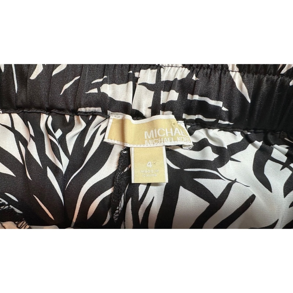 Michael Kors Pants Womens Size 4 Black White Tropical Jogger Drawstring - Picture 3 of 11